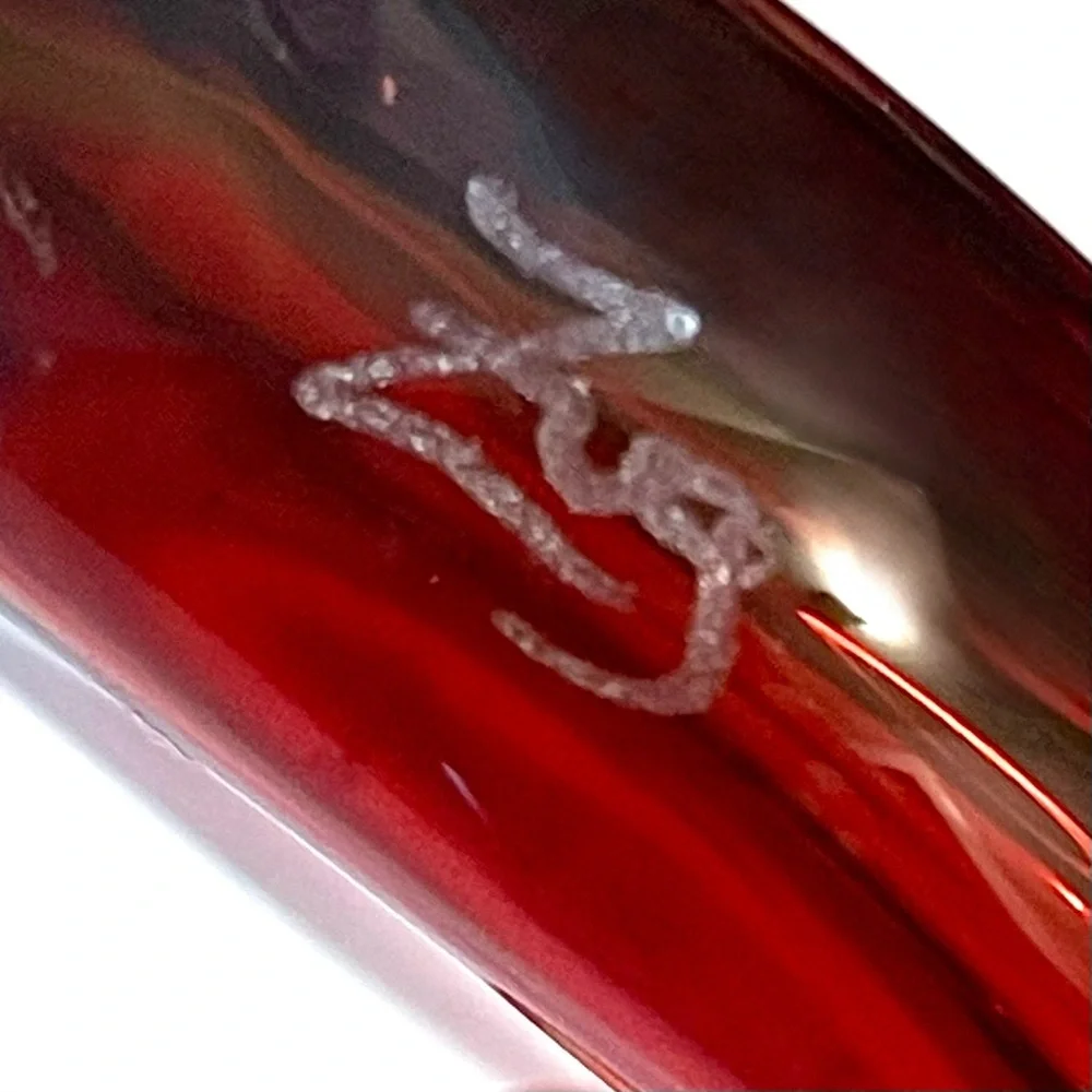 Janet Zug Ruby Red Amphora 4” Handblown signed 90’s Hanging Glass Vase